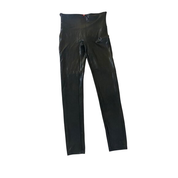 Spanx Women's Liquid Black Faux Leather Pull On Leggings - Medium - Picture 1 of 11